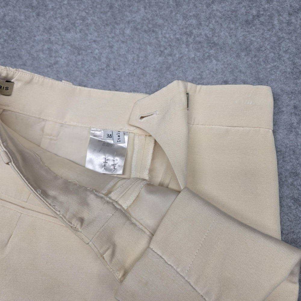 Balenciaga Pants Womens 38 Beige Silk Gabardine Cuffed Zip‎ Ankle Made Italy - Picture 5 of 16